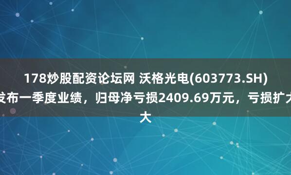 178炒股配资论坛网 沃格光电(603773.SH)发布一季度业绩，归母净亏损2409.69万元，亏损扩大